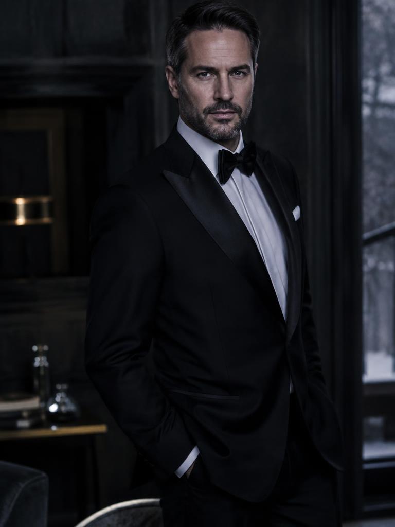 Classic black tuxedo with bow tie